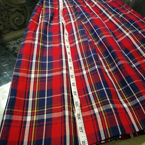 Gorgeous Vintage Plaid Pleated Long Skirt - Picture 4 of 8